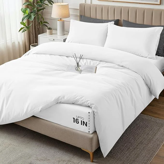 Solid Utopia Bedding Duvet Cover Full with Fitted Sheet 54×75 – 2 Pillow Case 20×30 – All Season Luxury Bed in a Bag with Zippered Duvet Cover – No Comforter White Outstanding