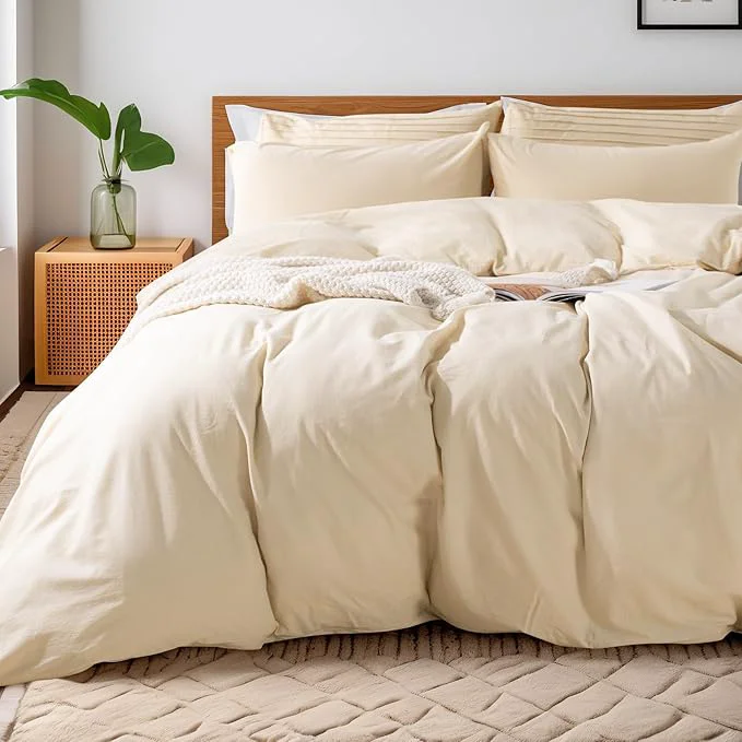 Exceptional NEXHOME PRO Duvet Cover Twin XL Washed Cotton Breathable Durable Textured Linen Like Home Bedding Set 68 quot x90 quot Soft