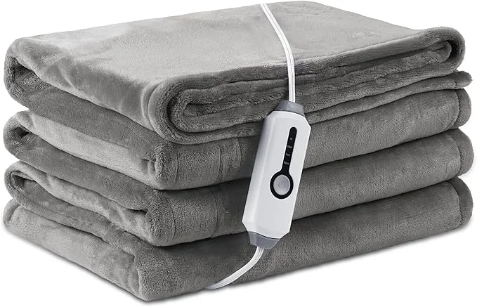 Premium Electric Heated Blanket Full Size 72 quot ×84 quot Luxurious Breathable Flannel with 4 Heat Settings 10-Hour Auto Shut-Off amp Overheat Protection for Bed amp Couch Cozy Gift – Light Grey Consistent