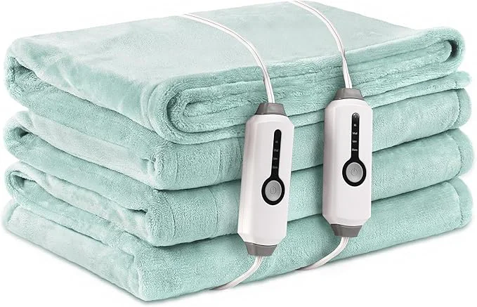 Pure Electric Heated Blanket King Size 90 quot ×100 quot Comfortable amp Luxurious Flannel 4 Heating Levels amp 10 H Auto Shut Off Mint Green Environmentally Friendly