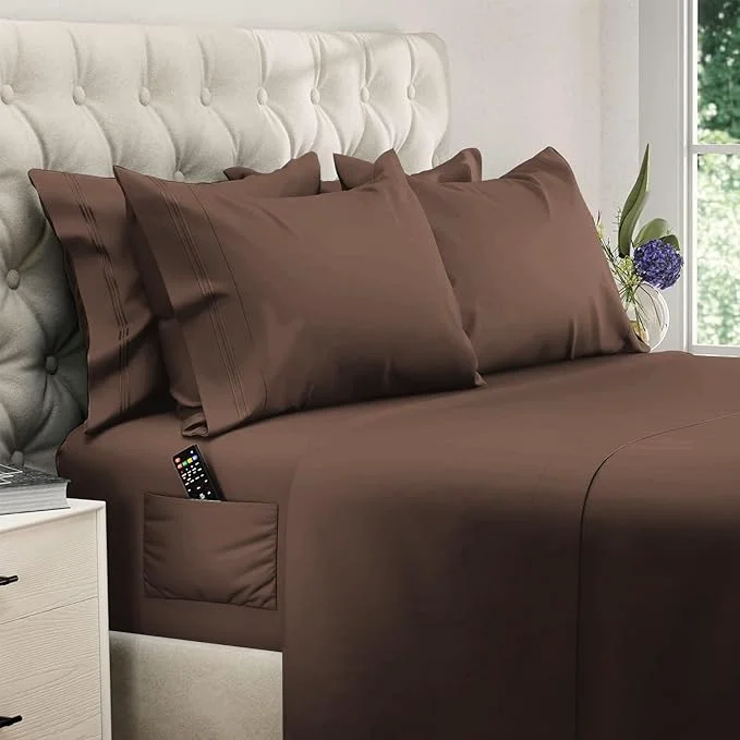 Healthy DREAMCARE Queen Sheet Set – 6 pcs Cooling Bed Sheets – up to 15 Deep Sheets Queen Size Bed Set – 2500 Supreme Collection –Extra Soft Brushed Microfiber Hotel Luxury with Side Pocket –Mocha Brown Outstanding