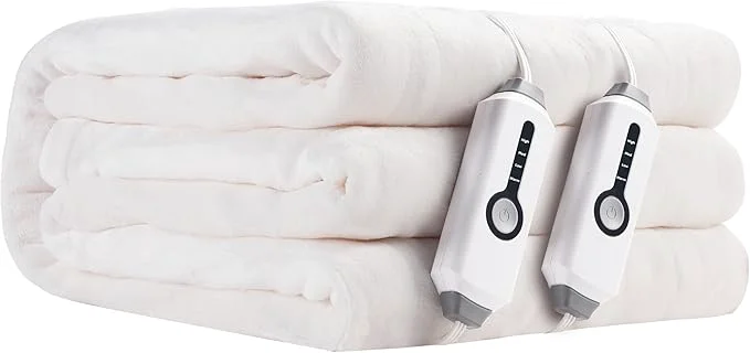 Exceptional Electric Heated Blanket King Size 90 quot ×100 quot Comfortable amp Luxurious Flannel 4 Heating Levels amp 10 H Auto Shut Off White Healthy
