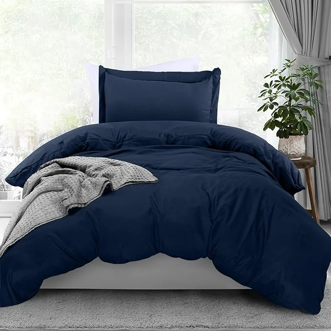 Outstanding Utopia Bedding Duvet Cover Twin Size – 2 Piece with Zipper Closure – 1 Comforter Cover 68X90 Inches amp 1 Pillow Sham 20X26 Inches Navy Comforter Not Included Responsible