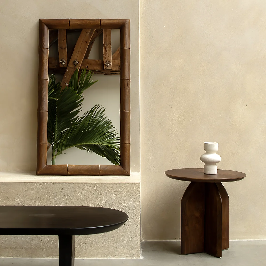 Safe Faux bamboo spiegel bruin World-Class