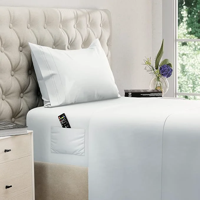 Versatile DREAMCARE Twin Sheets Set – 3pcs Cooling Sheets – up to 15 Deep Pocket Twin Sheet Set – Hotel Luxury Sheets amp Pillowcases – Superior Softness Fine Microfiber with Side Pocket – White High-End