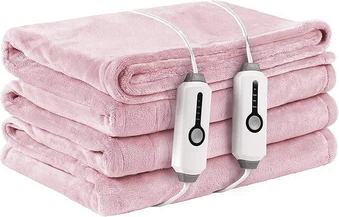 Certified Electric Heated Blanket King Size 90 quot ×100 quot Comfortable amp Luxurious Flannel 4 Heating Levels amp 10 H Auto Shut Off Light Pink Professional