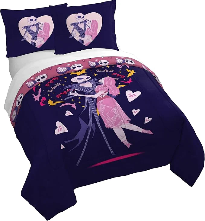 Comfortable Jay Franco Duvet Cover Set – 3 Piece Comforter Cover and Sham Set Super Soft Cozy Kids Bedding Insert Not Included Purple – Nightmare Before Christmas Full Optimized
