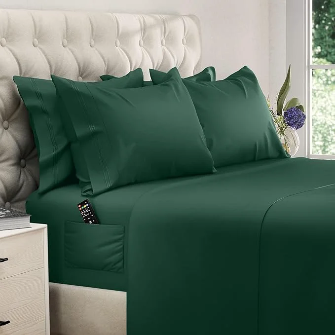 Comfortable DREAMCARE King Size Sheets Set – 6 pcs Cooling Bed Sheets – up to 15 Deep Pocket King Sheet Set – 2500 Supreme Collection – Extra Soft Brushed Microfiber Hotel Luxury with Side Pocket – E Green Quality