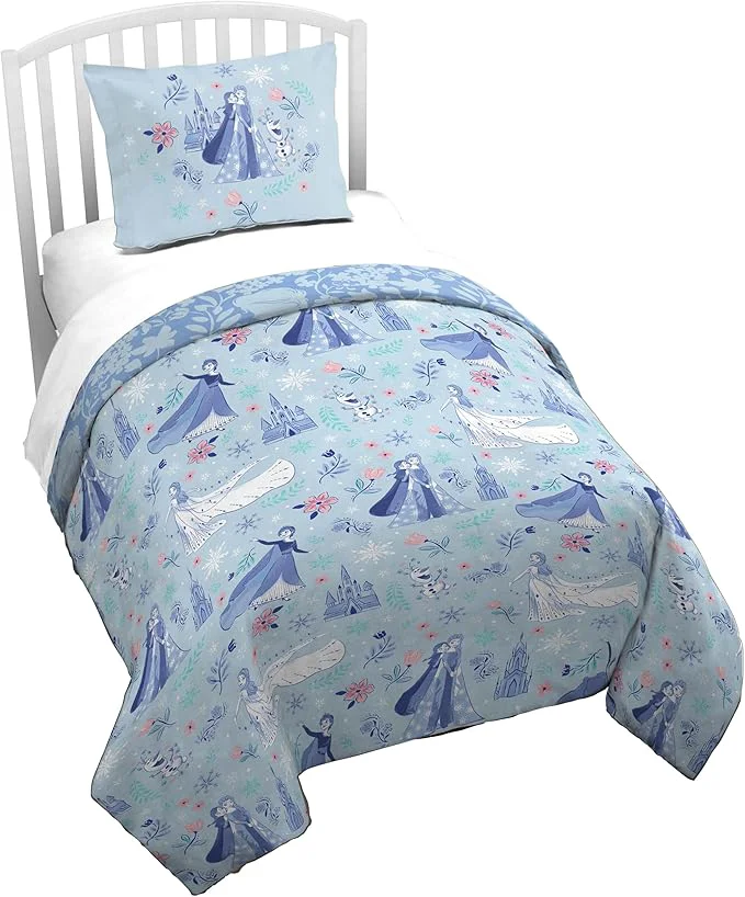 Genuine Jay Franco Kids Duvet Cover Set with Sham amp Pillowcase – Ultra-Soft Bedding for Room Decor Cover ONLY Comforter NOT Included Blue – Frozen 2 Piece Twin Premium