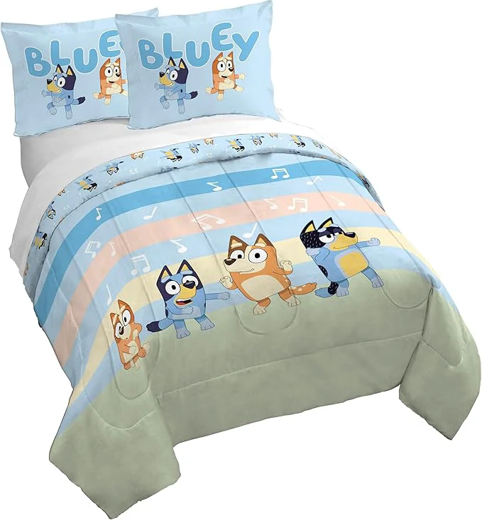 Fine Jay Franco Kids Duvet Cover Set – 3 Piece Super Soft Bedding with Sham Pillowcase Cover ONLY – Comforter Not Included Multi – Bluey Full Verified