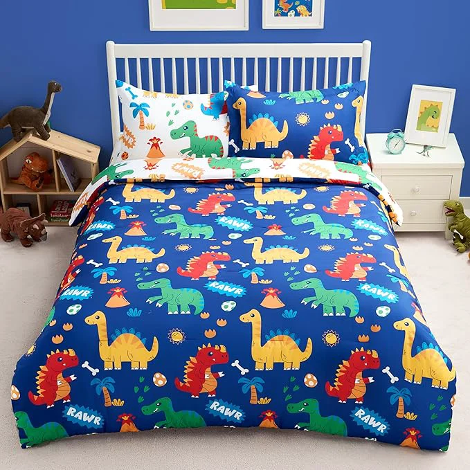 Comfortable Joiedomi Kid Twin Comforter Set 5 Piece Cute Dinosaur Bedding Set for Boys Girls Super Soft Microfiber Bed in a Bag with Comforter Sheets Pillowcase Sham High-Performance