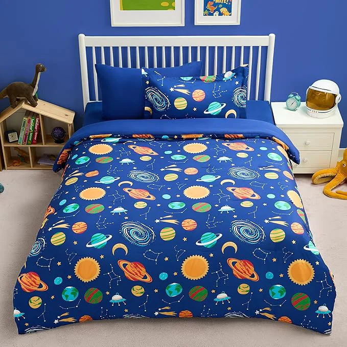 Elegant Joiedomi Kid Twin Comforter Set 5 Piece Cosmic Space Bedding Set for Boys Girls Super Soft Microfiber Bed in a Bag with Comforter Sheets Pillowcase Sham Certified