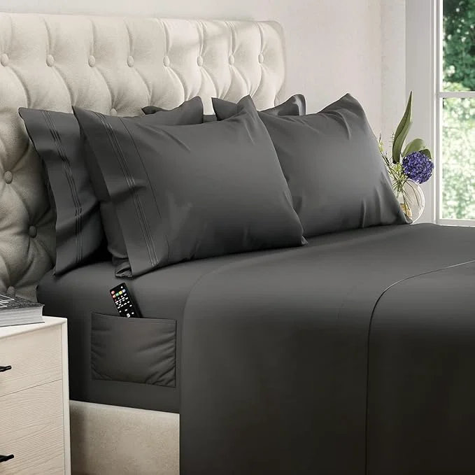 High-Grade DREAMCARE Queen Sheet Set – 6 pcs Cooling Bed Sheets – up to 15 Deep Sheets Queen Size Bed Set – 2500 Supreme Collection – Extra Soft Brushed Microfiber Hotel Luxury with Side Pocket – Gray Genuine