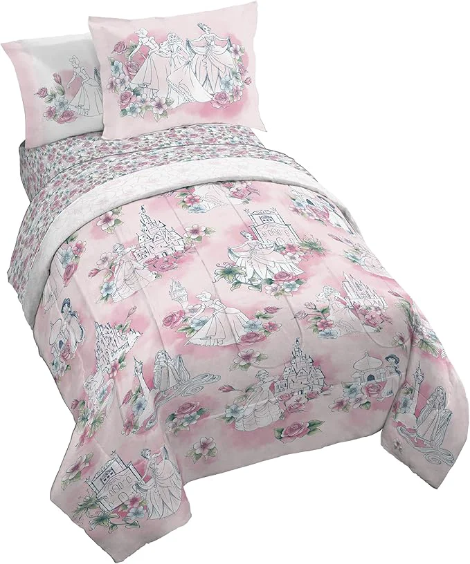 Superior Jay Franco Kids Comforter Set Includes Sheets and Pillow Covers – Soft and Cozy Bed Set for Stylish Room Decor Pink – Disney Princess 7 Piece Full Bedding Practical