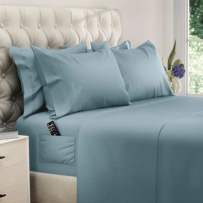 Expertly Made DREAMCARE King Size Sheets Set – 6 pcs Cooling Bed Sheets – up to 21 Deep Pocket King Sheet Set – 2500 Supreme Collection – Extra Soft Brushed Microfiber Hotel Luxury with Side Pocket – M Blue Trendy