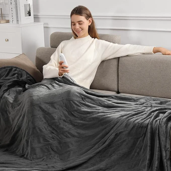 Genuine Heated Blanket King Size Electric Blanket 100 39 39 X90 39 39 – Fast Heating Blanket Ultra Soft Flannel Dual Controllers with 5 Heat Levels amp 10 Hrs Timer Machine Washable King Heated Blanket Dark Gray Excellent