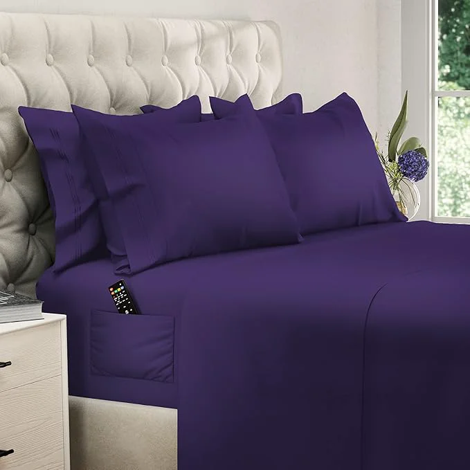 Casual DREAMCARE Queen Sheet Set – 6 pcs Cooling Bed Sheets – up to 21 Deep Pocket Queen Sheets Set – 2500 Supreme Collection – Extra Soft Brushed Microfiber Hotel Luxury with Side Pocket – Purple Organic