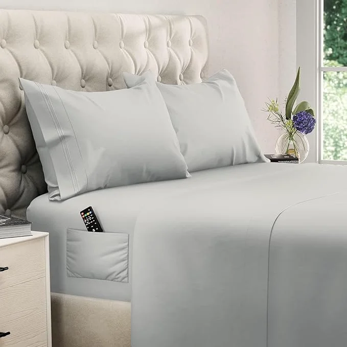 Casual DREAMCARE California King Sheet Sets – 6 pcs Cooling Bed Sheets – up to 21 Deep Cal King Sheets – 2500 Supreme Collection – Extra Soft Brushed Microfiber Hotel Luxury with Side Pocket – L Gray Fashionable