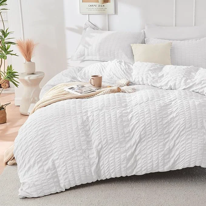 Proven HYMOKEGE White Duvet Cover Full Size Ultra Soft 3-Piece Seersucker Duvet Cover Set with Zipper Closure Soft Brushed Microfiber Bedding Set with 8 Corner Ties 80 quot x90 quot 2 Pillowshams Advanced