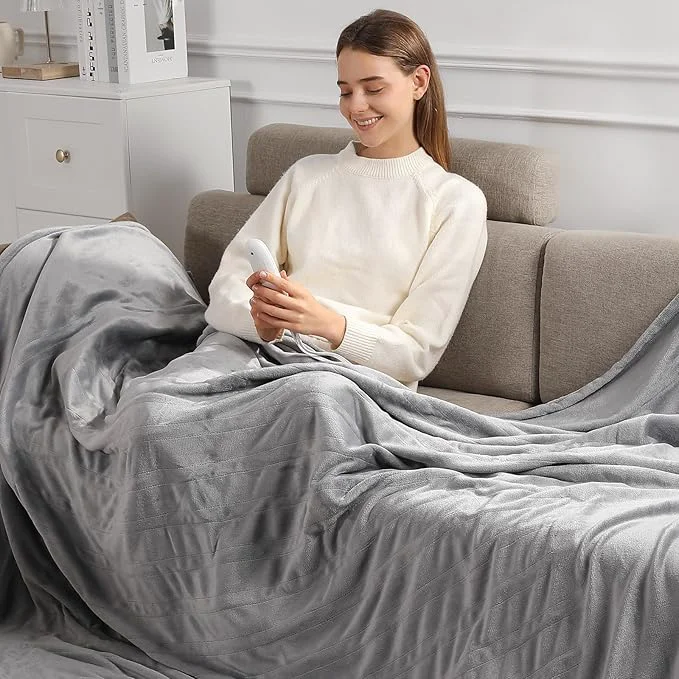 Smart Heated Blanket King Size Electric Blanket 100 39 39 X90 39 39 – Fast Heating Blanket Ultra Soft Flannel Dual Controllers with 5 Heat Levels amp 10 Hrs Timer Machine Washable King Heated Blanket Silver Gray Optimized