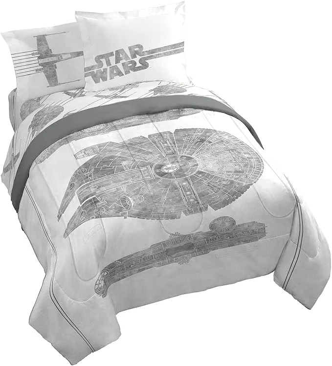 Jay Franco Star Wars Falcon Schematics 7 Piece Queen Size Bed Set – Includes Comforter amp Sheet Set – Super Soft Kids Bedding Fade Resistant Microfiber Smart