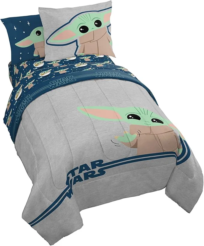 Solid Jay Franco Star Wars The Mandalorian Hello Grogu 7 Piece Full Size Bed Set – Includes Comforter amp Sheet Set – Super Soft Kids Bedding Fade Resistant Microfiber Star Wars Product Effective