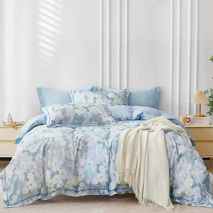 Reusable OAITE Duvet Cover Set Twin Size Oil Painting Pattern Ultra Soft Cotton Duvet Cover Sets 3-PC Breathable Duvet Cover with Zipper Closure amp Corner Ties First-Class