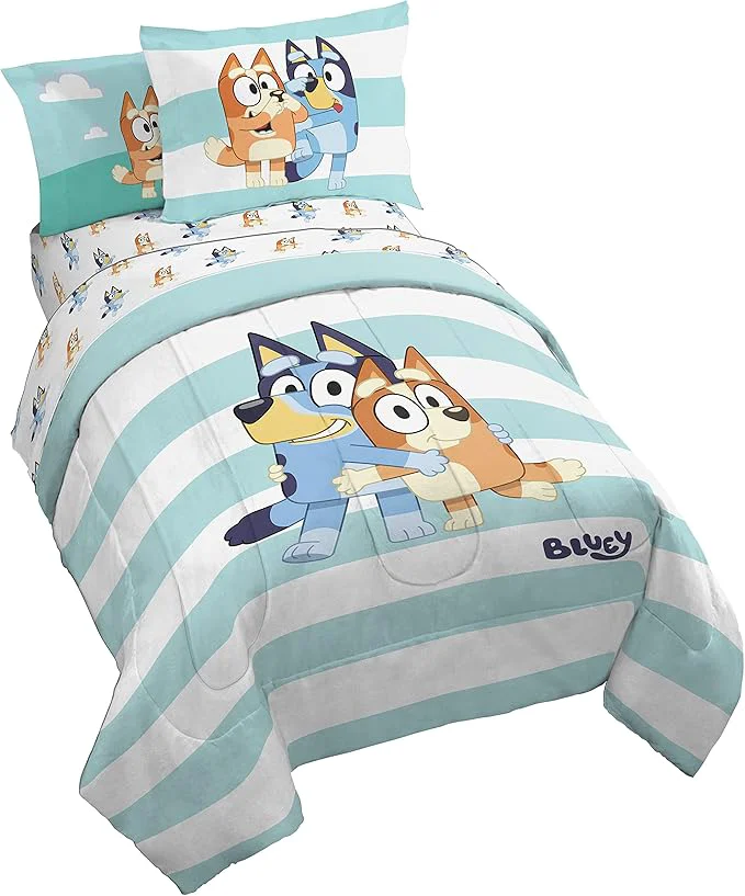 Flexible Jay Franco Bluey amp Bingo 5 Piece Twin Size Bed Set – Includes Comforter amp Sheet Set – Super Soft Kids Bedding Fade Resistant Microfiber Bluey Product Advanced