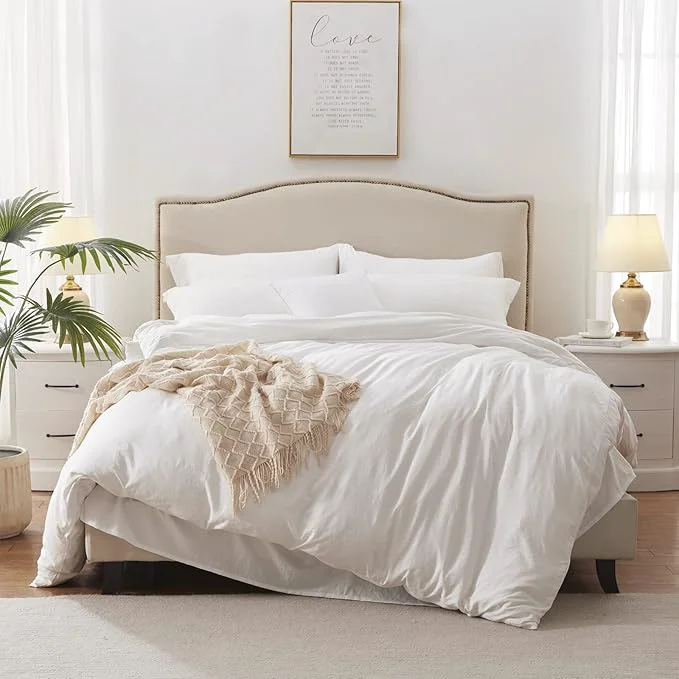 Quality MILDLY Super Soft Duvet Cover – Washed Microfiber White Comforter Cover Set 3 Pieces with Zipper Closure amp Corner Ties No Comforter Trusted