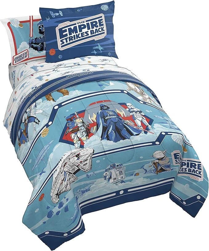 Outstanding Jay Franco Star Wars Empire Strikes Back 4 Piece Full Bed Set – Includes Reversible Comforter amp Sheet Set – Super Soft Fade Resistant Microfiber Fine Crafted