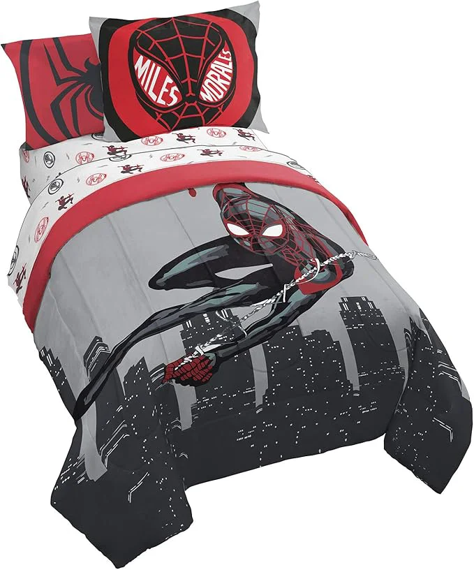 Carefully Designed Jay Franco Marvel Miles Morales New Kid 5 Piece Twin Bed Set – Includes Comforter amp Sheet Set Bedding – Super Soft Fade Resistant Microfiber Marvel Product Versatile