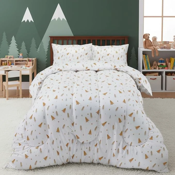 Outstanding Utopia Bedding Pine Tree Kids Comforter Set with 2 Pillow Shams 3 Piece Soft Microfiber Twin Bed Comforter with Pillow Shams Printed Kids Bedding for Boys and Girls Breathable Easy Care Fine
