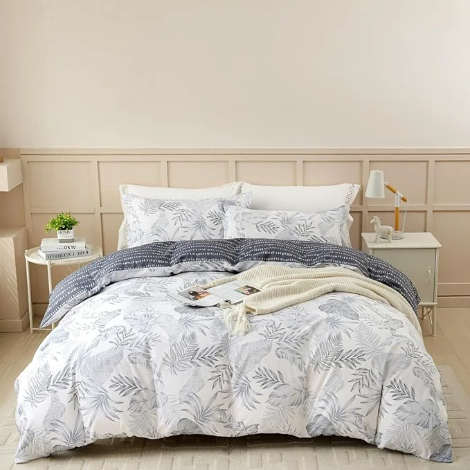 Functional OAITE Duvet Cover Set Cotton Comforter Cover with Floral Pattern Duvet Cover Set Soft Bedding Set Includes with 3 Piece 2 Pillow Shams 1 Duvet Cover Genuine