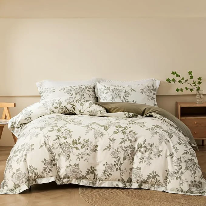 Selected Duvet Cover Set Twin Size Floral Pattern 600 Thread Count Ultra Soft Long Staple Cotton Duvet Cover Sets 3-PC Breathable Duvet Cover with Zipper Closure amp Corner Ties High-Performance
