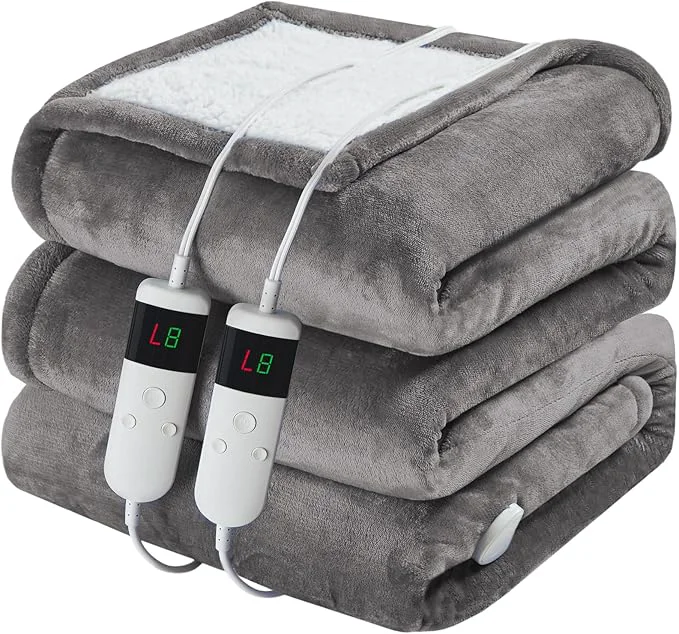 Responsible Electric Heated Blanket Queen Size 84 39 39 x90 39 39 Soft Flannel amp Sherpa Electric Blanket with 10 Heating Levels Automatically Shut Down After 8h with Overheat Protection Machine Washable Top-Quality