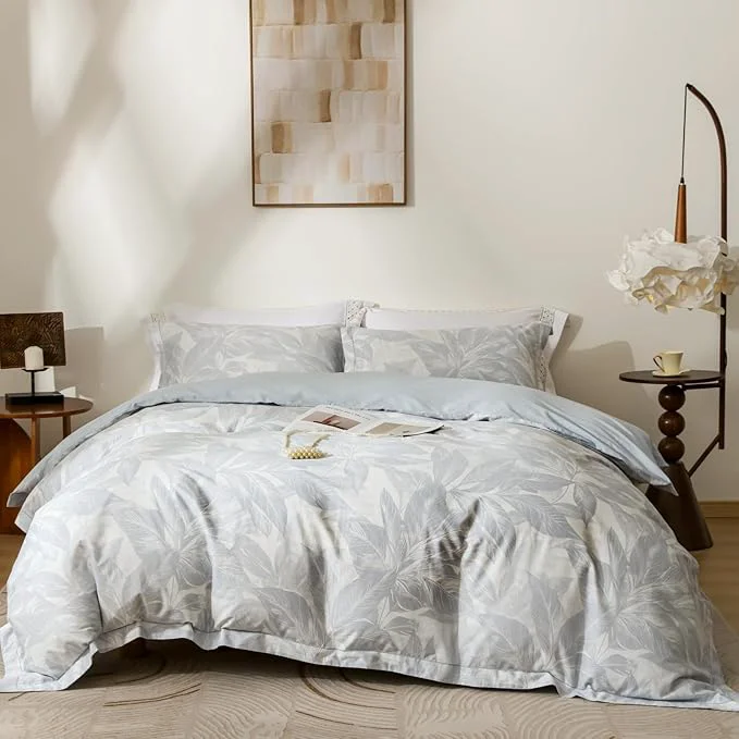 Flexible OAITE Duvet Cover Set Twin Size Floral Pattern Ultra Soft Cotton Duvet Cover Sets 3-PC Breathable Duvet Cover with Zipper Closure amp Corner Ties 2 Pillow Shams 1 Duvet Cover Trusted