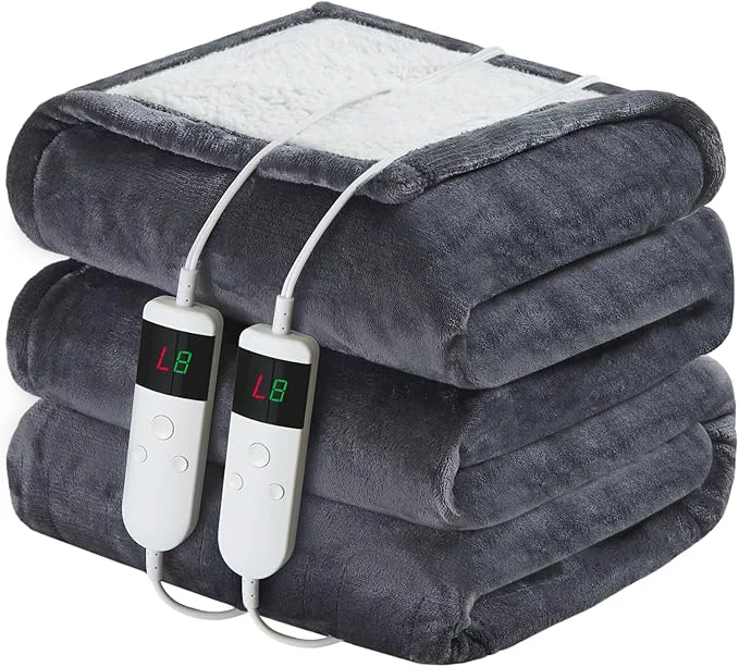 Breathable Electric Heated Blanket Queen Size 84 39 39 x90 39 39 Soft Flannel amp Sherpa Electric Blanket with 10 Heating Levels Automatically Shut Down After 8h with Overheat Protection Machine Washable Crafted
