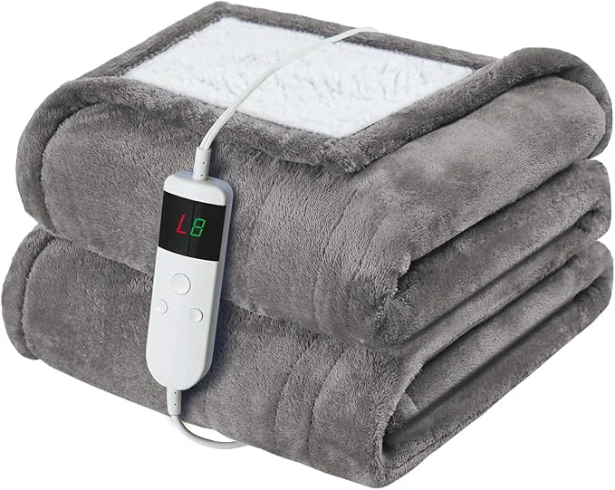 Original Design Electric Heated Blanket Throw Size 50 39 39 x60 39 39 Soft Flannel amp Sherpa Electric Blanket with 10 Heating Levels Automatically Shut Down After 8h with Overheat Protection Machine Washable Authentic