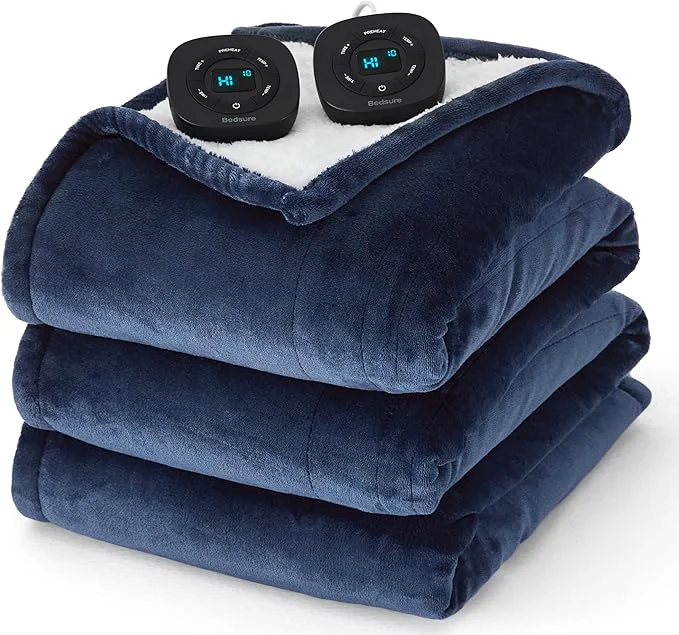 Breathable Bedsure Electric Blanket Queen Size – Dual Control Heated Blanket Queen Fast Heating with 10 Time Settings amp 10 Heat Settings Warm Gifts for Grandma Women Men 84×90 inches Navy