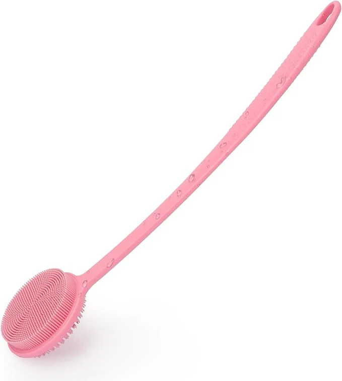Reusable Silicone Back Scrubber for Shower 17in Lengthen Long Handle Body Brush Luxury