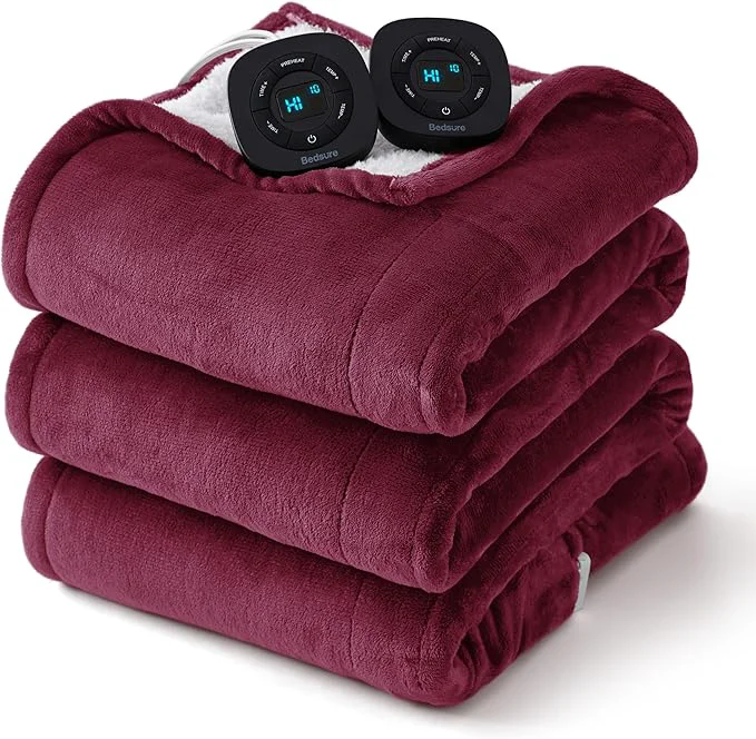 High-Performance Bedsure Electric Blanket Queen Size – Dual Control Heated Blanket Queen Fast Heating with 10 Time Settings amp 10 Heat Settings Warm Gift for Grandma 84×90 inches Red Advanced