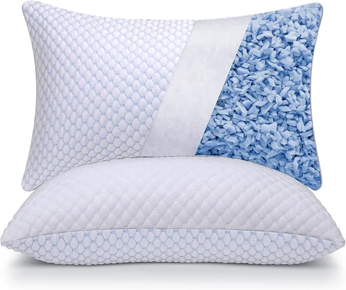 Safe OSBED Adjustable Cooling Shredded Memory Foam Pillows King Size Set of 2 – Temperature-Regulating for Hot Sleepers with Dual Airflow Ventilation CertiPUR-US amp Hypoallergenic amp Machine Washable Artisan