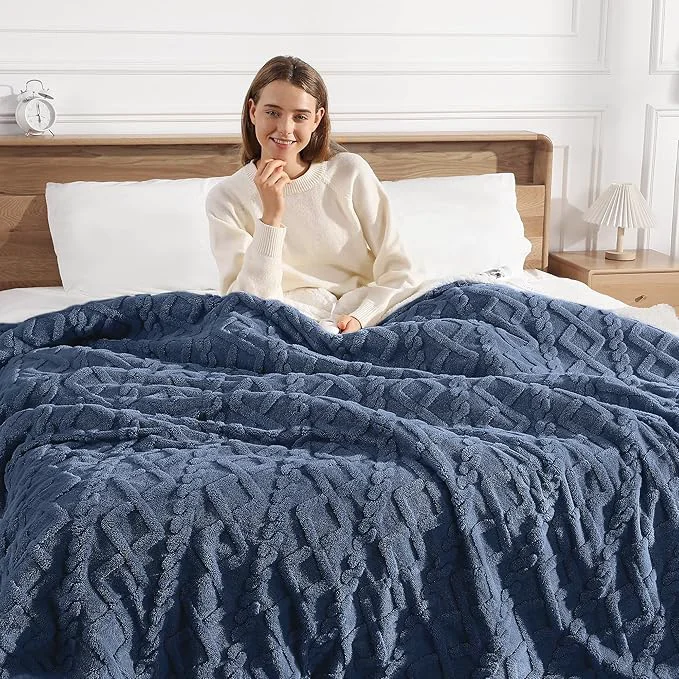 First-Class Electric Blanket Queen Size – 84 quot x90 quot Warming Blanket for Adults Dual Control with 5 Heat Setting and 10 Hours Auto-off Ultra Thick 450gsm Sherpa Fleece Heated Blankets ETL Navy Blue Smart
