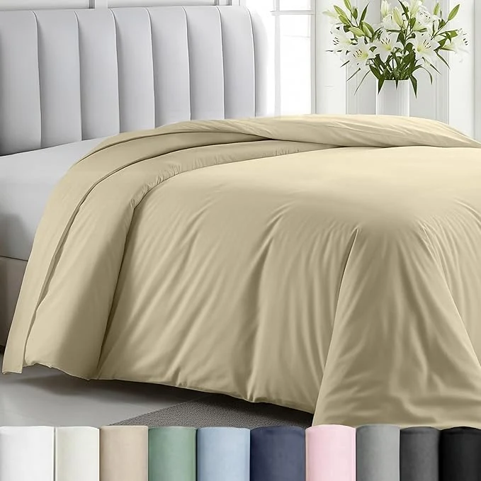 Sustainable California Design Den Cotton Duvet Cover King Only – Winner Good Housekeeping Bedding Awards 2025 Premium 400 Thread Count Cotton Sateen Soft amp Durable – Beige Golden Tone Original