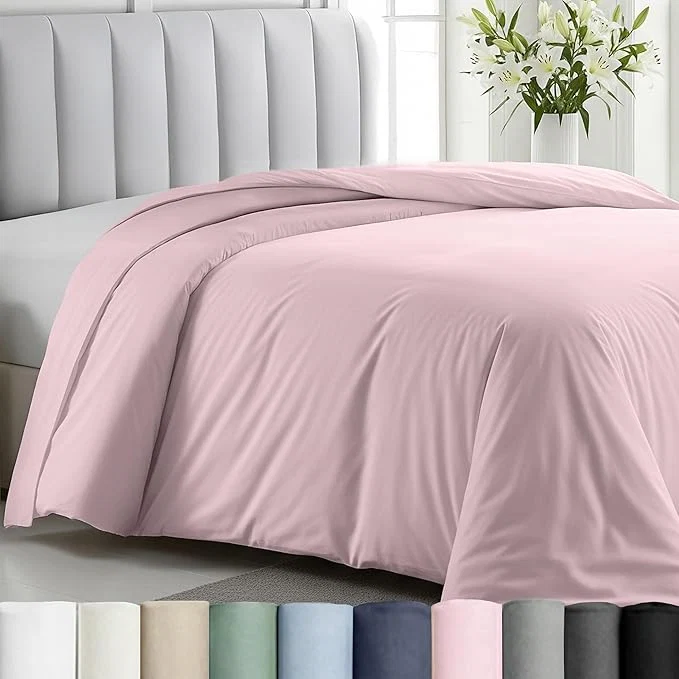 User-Friendly California Design Den King Duvet Cover Only – Premium 400 Thread Count Natural Cotton Comforter Cover King Size Soft Sateen Weave Button Closure and Corner Ties – Pink Traditional
