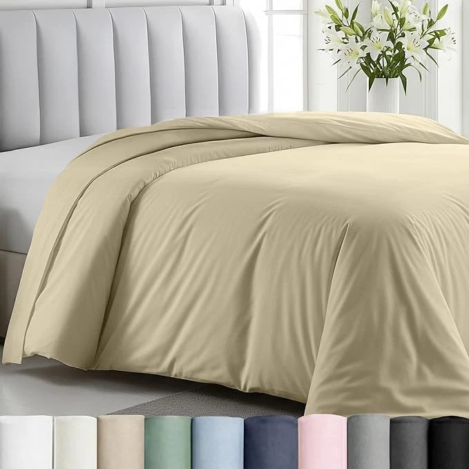 World-Class California Design Den Duvet Cover Queen Full Only – Winner Good Housekeeping Bedding Awards 2025 400 Thread Count Sateen Cotton Queen Duvet Covers Soft and Durable – Beige Golden Tone Practical