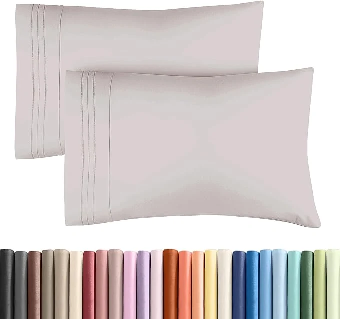 Advanced King Standard Pillow Cases Set of 2 – Soft Hotel Quality Pillowcase Covers – Comfy Cozy amp Fade – Wrinkle Resistant – Machine Washable Pillow Protectors – 2 Piece Set – King Standard Light Grey Exclusive