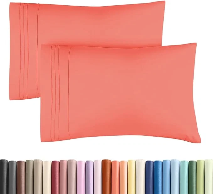 Sustainable King Standard Pillow Cases Set of 2 – Ultra-Soft Hotel Quality Pillowcase Covers – Comfy Cozy amp Fade – Wrinkle Resistant – Machine Washable Pillow Protectors – 2 Piece Set – Coral Original