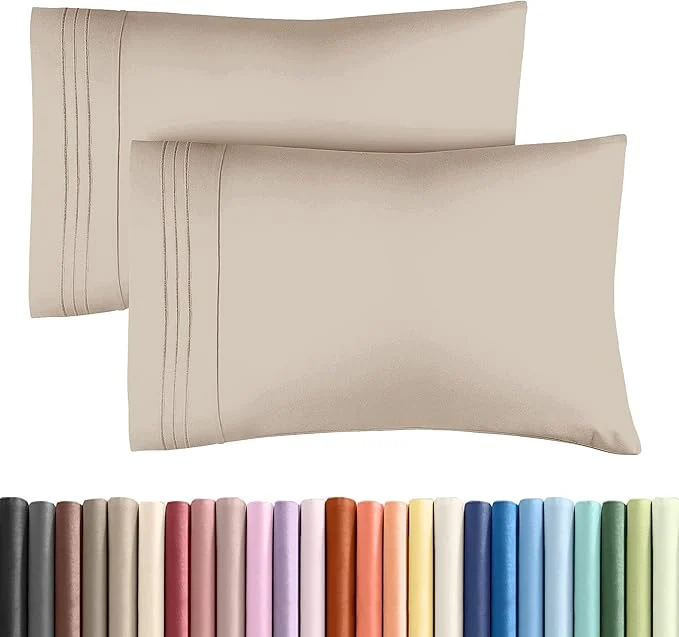 Fine Crafted Standard Pillow Cases Set of 2 – Ultra-Soft Hotel Quality Pillowcase Covers – Comfy amp Wrinkle – Stain and Fade Resistant – Machine Washable Pillow Protectors – 2 Piece Set – Standard Size Wheat Luxury