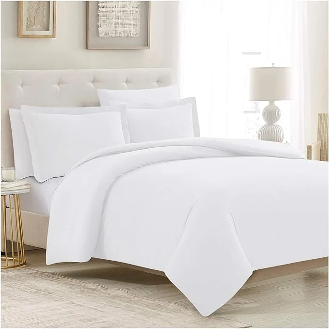 Durable Mellanni Duvet Cover Set – 3 PC Iconic Collection Bedding Set – Hotel Luxury Extra Soft amp Cooling – Microfiber – Button Closure and Corner Ties Twin White Reusable
